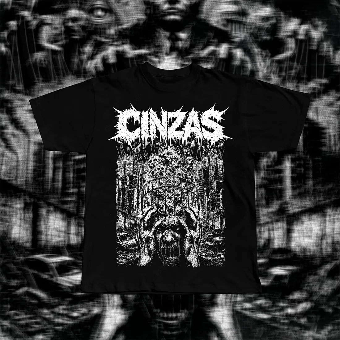Camiseta preta com a arte do álbum (mockup)