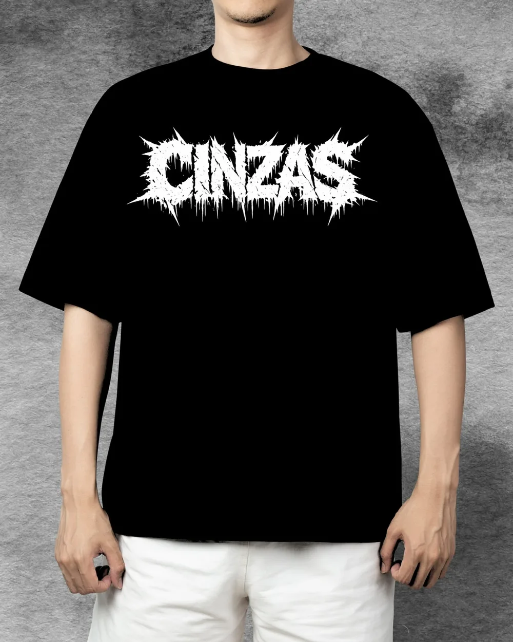 Camiseta preta com a arte do álbum, outra vista (mockup)